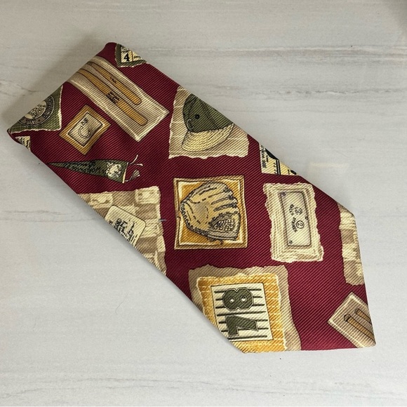 Chaps Red and Cream baseball -Themed Tie - Picture 1 of 2